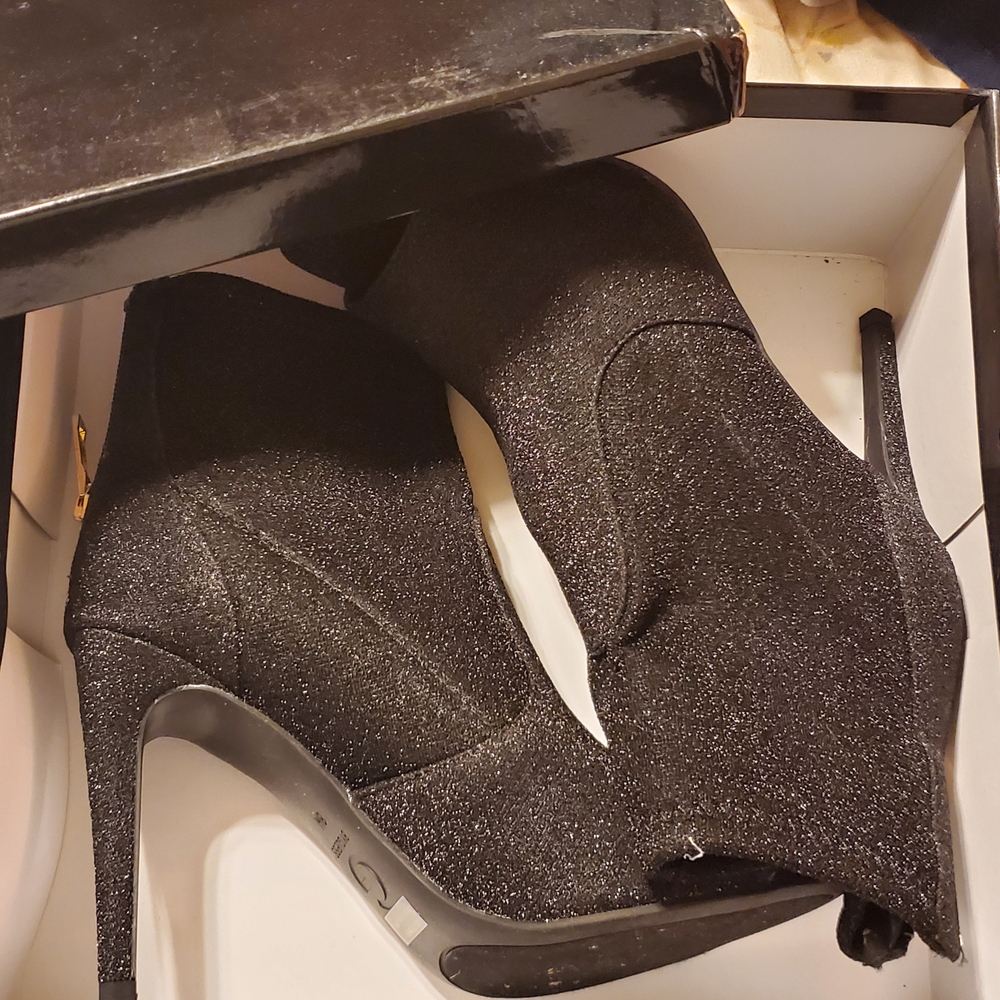 Guess Black Glitter Heeled Boots